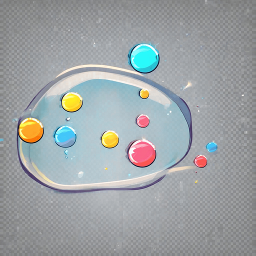 Shiny Cartoon Bubble. No background. Transparent background. Blank background. No shadows. 2d. In-Game asset. flat