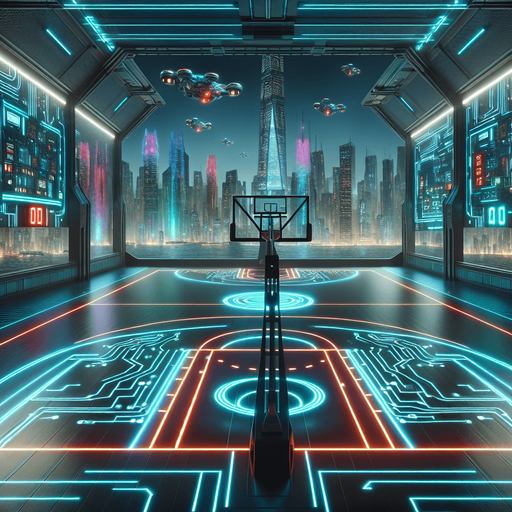 Kinda futuristic basketball court.
Background