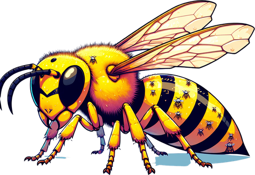 simple 2d anime angry yellow jacket hornet.
Single Game Texture.  In-Game asset.  2d.  Blank background.  High contrast.  No shadows