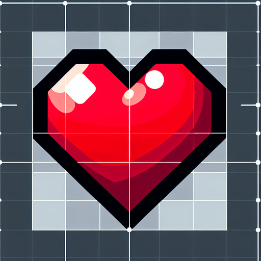 red heart.
Single Game Texture. In-Game asset. 2d. Blank background. High contrast. No shadows.