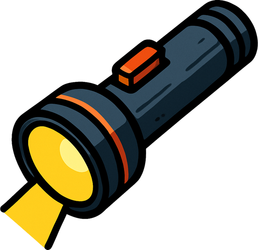 Lampe torche.
In-Game asset.  2d.  High contrast.  No shadows