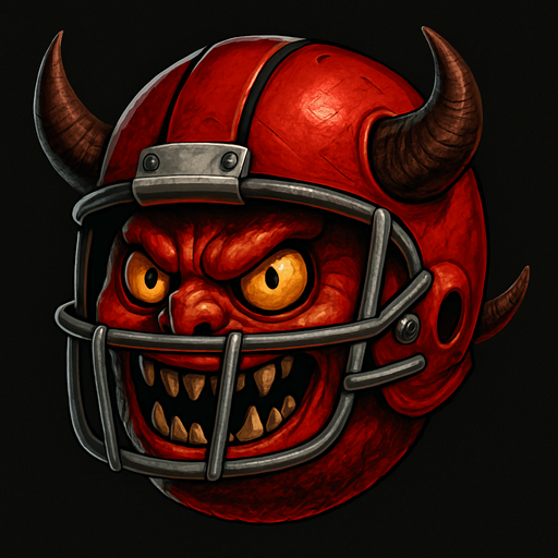 un demonio bola con un casco de jugador de futbol americano ultra realista.
In-Game asset.  2d.  High contrast.  No shadows