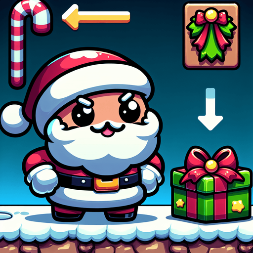 christmas present for naughty santa, cartoon, power up Single Game Texture. In-Game asset. 2d. Blank background. High contrast. No shadows.