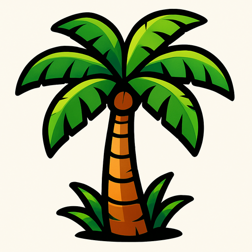 palm tree.
In-Game asset.  2d.  High contrast.  No shadows