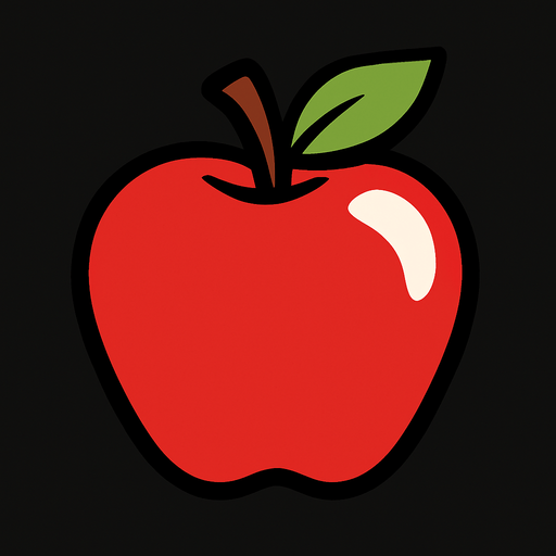 an apple.
In-Game asset.  2d.  High contrast.  No shadows