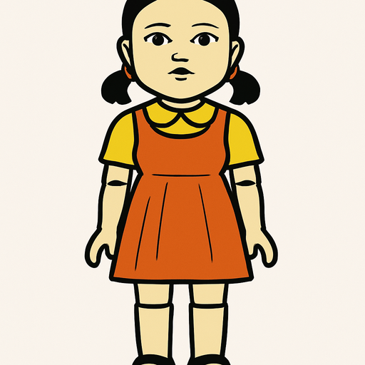 Squid game bebeği yap.
In-Game asset.  2d.  High contrast.  No shadows