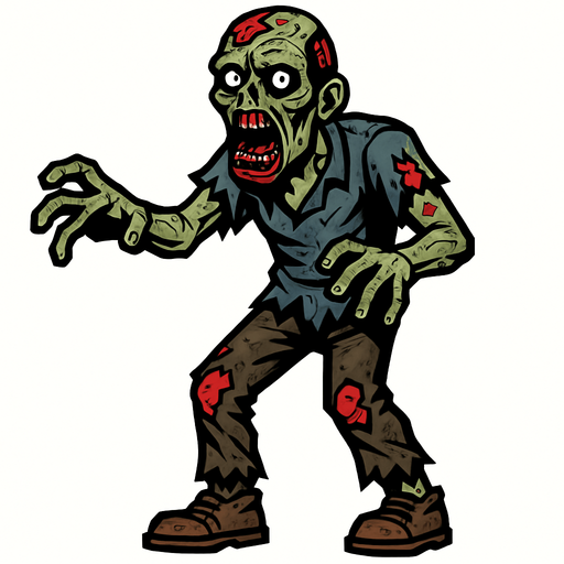 zombie.
In-Game asset.  High contrast.  No shadows. 2d