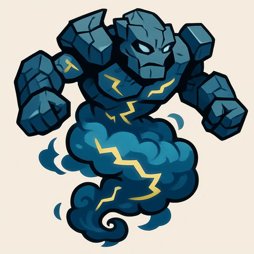 uçan fırtına golem.
In-Game asset.  2d.  High contrast.  No shadows
