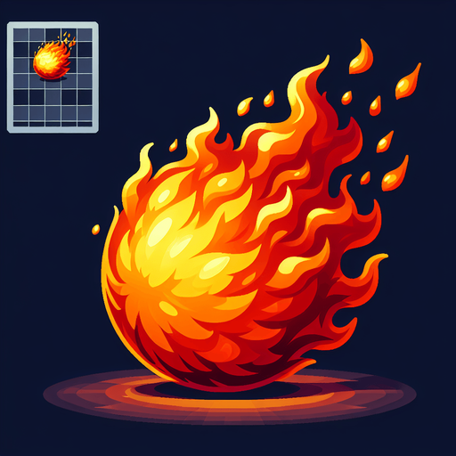 A fireball.
Single Game Texture. In-Game asset. 2d. Blank background. High contrast. No shadows.