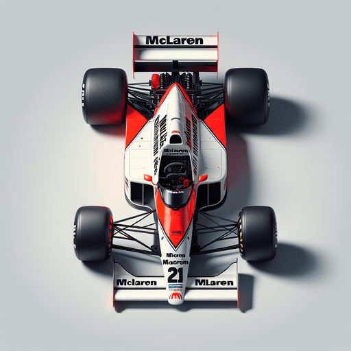 Realistic McLairen MP4/4 F1 race car from 1990. Top view..