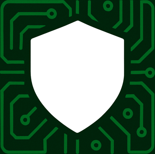 Green, simple shield icon, clean minimal futuristic design, top-down view, 76x76 pixels, matches sci-fi circuit board theme, no text, no glow, no effects, just flat shape.
In-Game asset.  2d.  High contrast.  No shadows