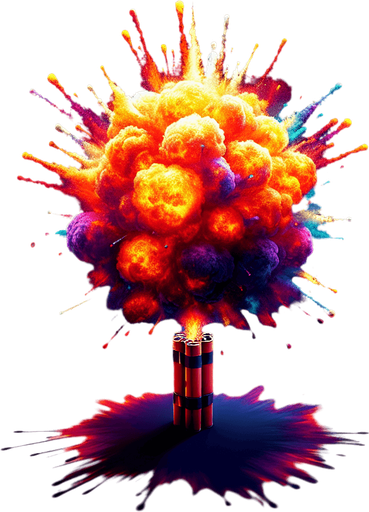 a top view of a TNT explosion fire Background image. High contrast. No shadows.
