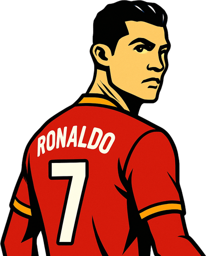 Cristiano Ronaldo.
In-Game asset.  2d.  High contrast.  No shadows