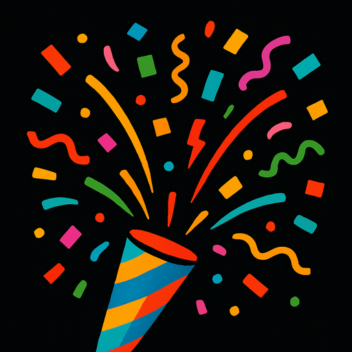 Konfeti tasarla patlayan.
In-Game asset.  2d.  High contrast.  No shadows