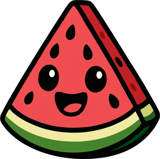 watermelon with face.
In-Game asset.  2d.  High contrast.  No shadows