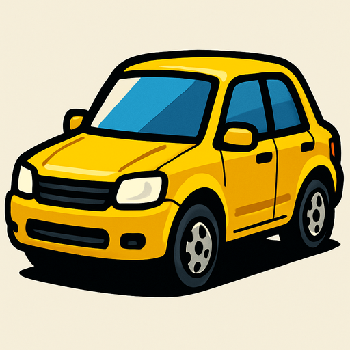 yellow car.
In-Game asset.  2d.  High contrast.  No shadows