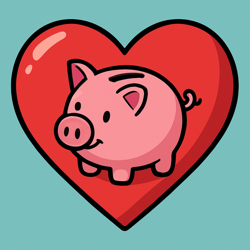 Just the heart from this image with a piggy bank in the center.