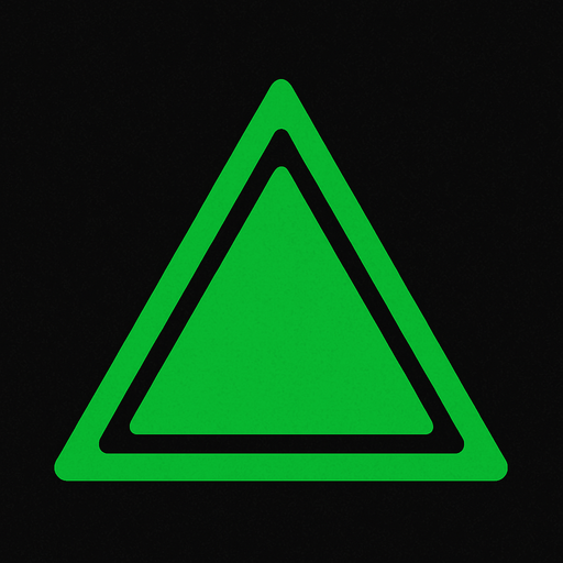 Bana yeşil bir üçgen yap.
In-Game asset.  2d.  High contrast.  No shadows