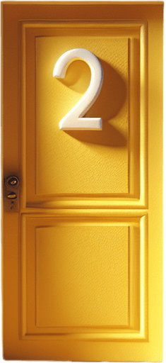 mavi(içinde 1 yazan), sarı(içinde 2 yazan) ve kırmızı(içinde 3 yazan) kapılar