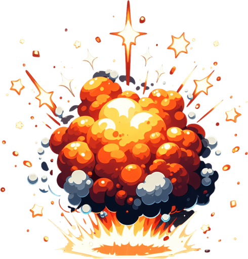 explosion.
Single Game Texture. In-Game asset. 2d. Blank background. High contrast. No shadows.