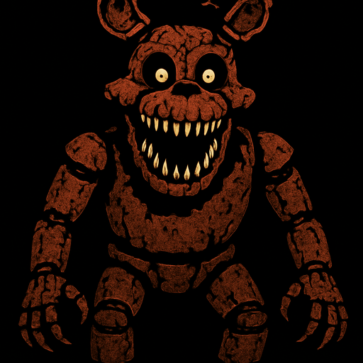 A terrifying very big animatronic..
In-Game asset.  2d.  High contrast.  No shadows