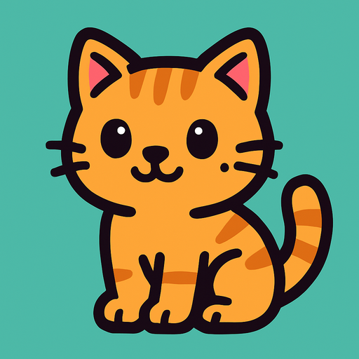 Cute cat.
In-Game asset.  2d.  High contrast.  No shadows