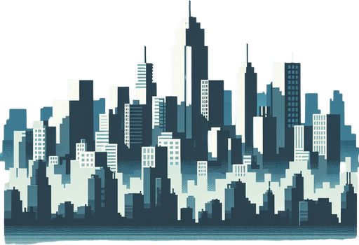 background city mg.
Single Game Texture.  In-Game asset.  2d.  Blank background.  High contrast.  No shadows