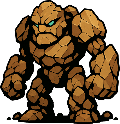 make creature image for rock elemental name is boulder but dont write name on image.
In-Game asset.  2d.  High contrast.  No shadows