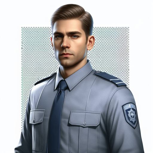 create night guard.
Single Game Texture.  In-Game asset.  2d.  Blank background.  High contrast.  No shadows