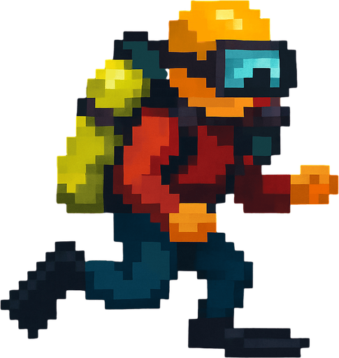 realistic pixel diver.
In-Game asset.  2d.  High contrast.  No shadows