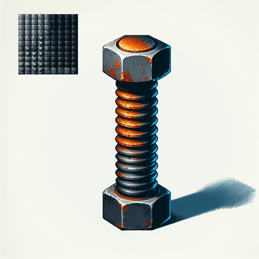 ржавый болт в стиле hand-paint.
Single Game Texture.  In-Game asset.  2d.  Blank background.  High contrast.  No shadows