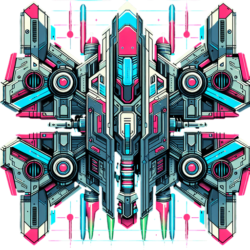 double sided space ship. symetrical.
Single Game Texture.  In-Game asset.  2d.  Blank background.  High contrast.  No shadows, color, neon