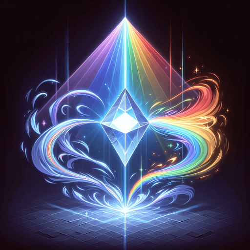 A classic prism shape refracting a beam of white light into a rainbow spectrum. Could also be a figure surrounded by a swirling aura containing all the skill colors..
Single Game Texture.  In-Game asset.  2d.  Blank background.  High contrast.  No shadows