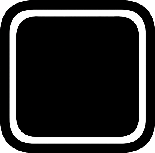 Cuadrado con los bordes redondeado negro.
In-Game asset.  2d.  High contrast.  No shadows