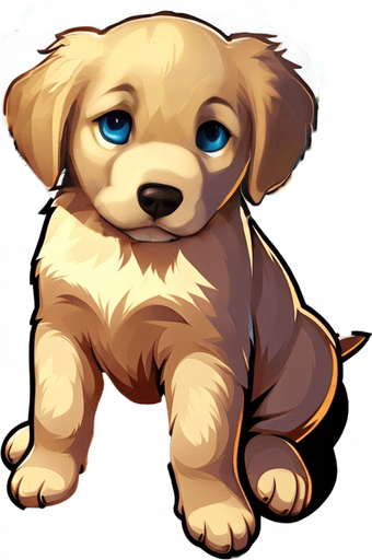sad golden retriever puppy. Single Game Texture. In-Game asset. 2d.