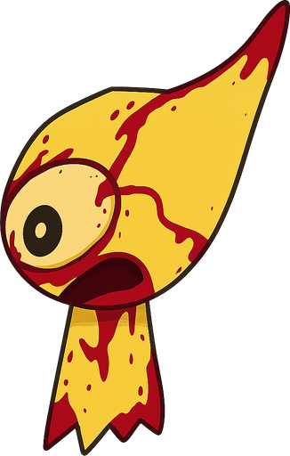 Bloody yellow sprunki . No background. Transparent background. Blank background. No shadows. 2d. In-Game asset. flat