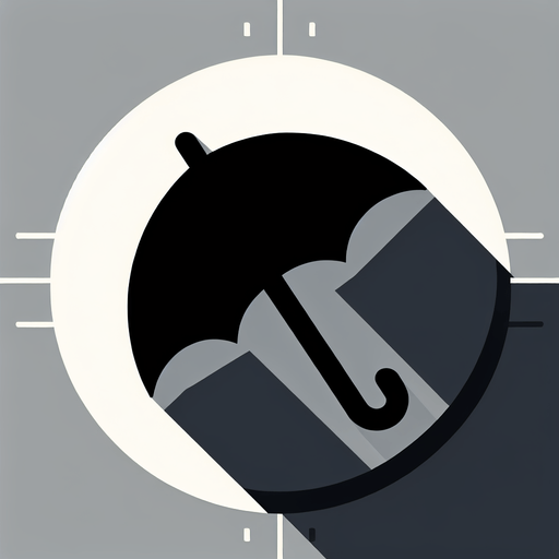 small black umbrella.
Single Game Texture. In-Game asset. 2d. Blank background. High contrast. No shadows.