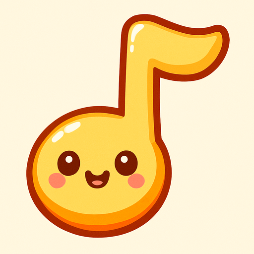 cute 2D illustration of a delicious musical note as a collectible item in a casual mobile game.
In-Game asset.  2d.  High contrast.  No shadows