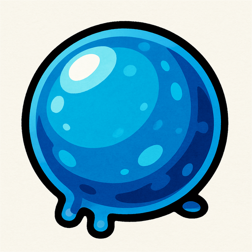 blue sfere, ball, slime, translucent,.
In-Game asset.  2d.  High contrast.  No shadows. cartoon. simple. draw