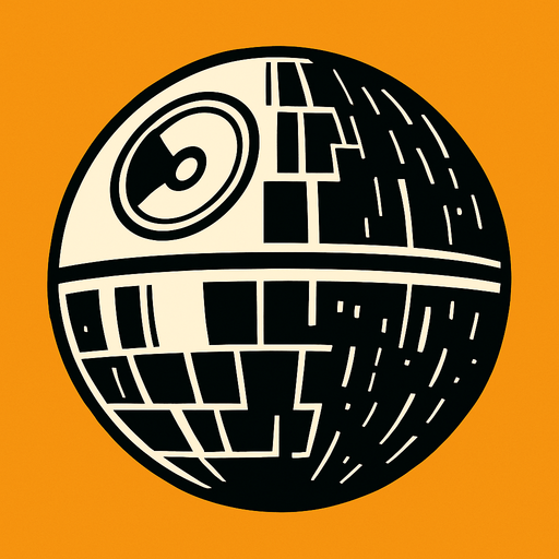 Star wars la estrella de la muerte.
In-Game asset.  2d.  High contrast.  No shadows