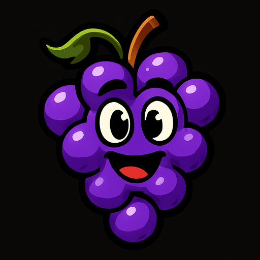 Grape 
with face.
In-Game asset.  2d.  High contrast.  No shadows
