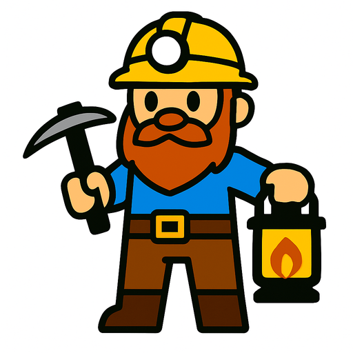 Miner character.
In-Game asset.  High contrast.  No shadows