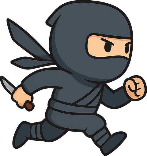 koşan ninja. No background. Transparent background. Blank background. No shadows. 2d. In-Game asset. flat