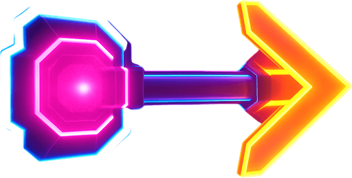 Neon cyberpunk 3d arrow glowing