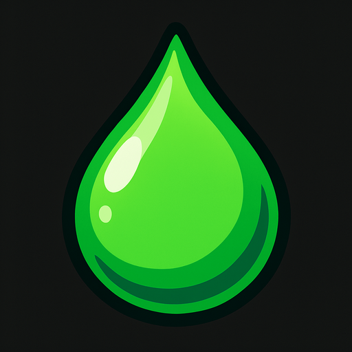 зеленая капля.
In-Game asset.  2d.  High contrast.  No shadows