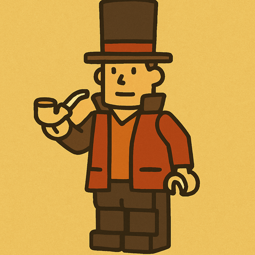 Lego bricks professor Layton game style.
In-Game asset.  2d.  High contrast.  No shadows