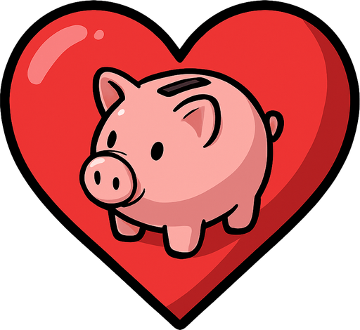 Just the heart from this image with a piggy bank in the center.