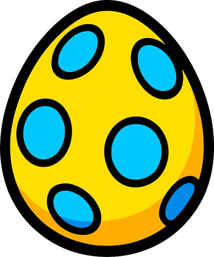 A yellow egg With Blue dots.
In-Game asset.  2d.  High contrast.  No shadows