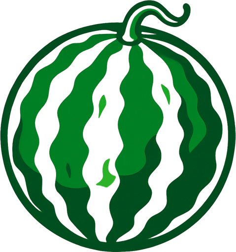 a green water melon.
In-Game asset.  2d.  High contrast.  No shadows