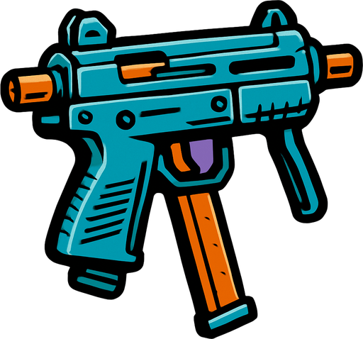submachine gun.
In-Game asset.  2d.  High contrast.  No shadows